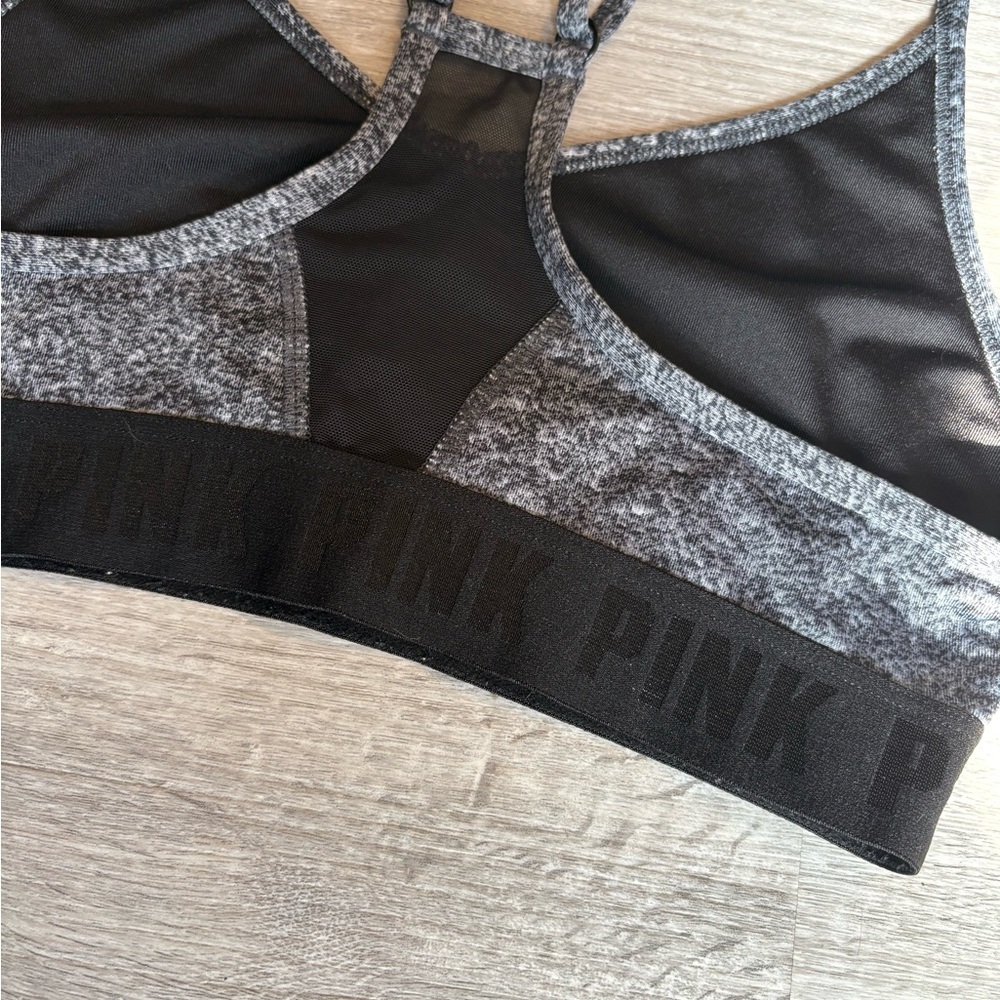 Pink Victoria's Secret Women's Black and Gray Sports Bra Medium - Picture 10 of 15